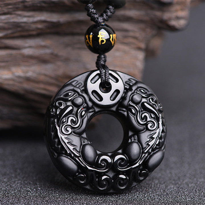 Buddha Stones Pixiu Obsidian Reichtum Anhänger Halskette - image 2