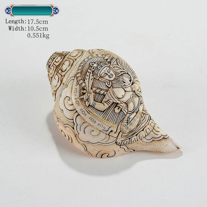 Tibetische handgemachte gravierte Shankha Buddha Avalokitesvara Conch Shell Reichtum Dekoration - Manjushri Bodhisattva 17*10,5cm - image 8