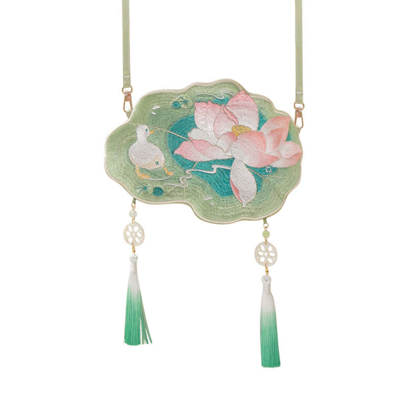 Buddha Stones Luck Stickerei Lotus Koi Fisch Kaninchen Blume Hanfu Tasche Umhängetasche Umhängetasche - image 16