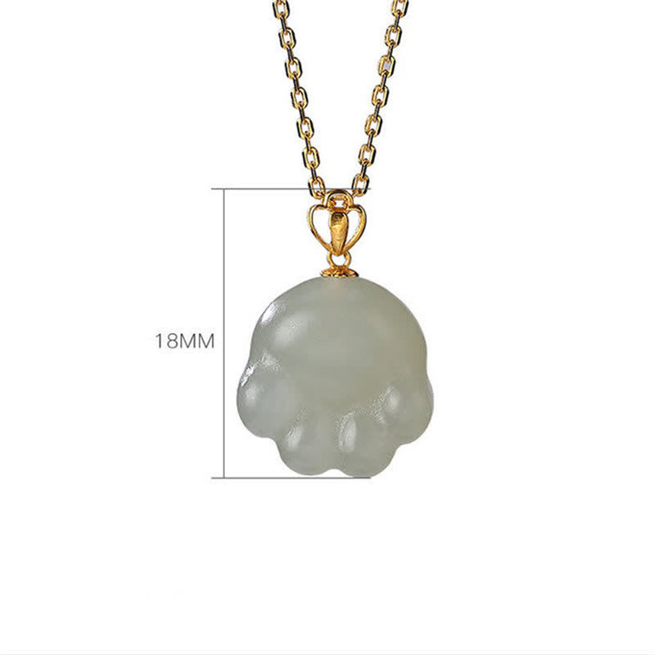 925 Sterling Silber Hetian Weiß Jade Niedlicher Katzenpfoten-Halskettenanhänger - image 7