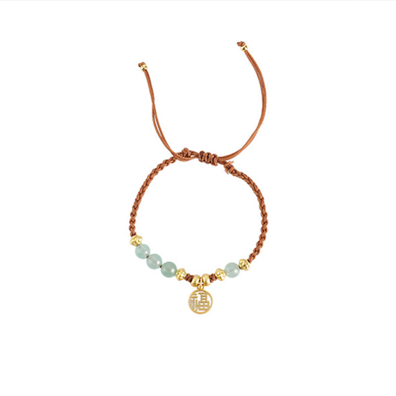 Buddha-Steine Jade Perlen Fu Charakter Segen Seil Armband