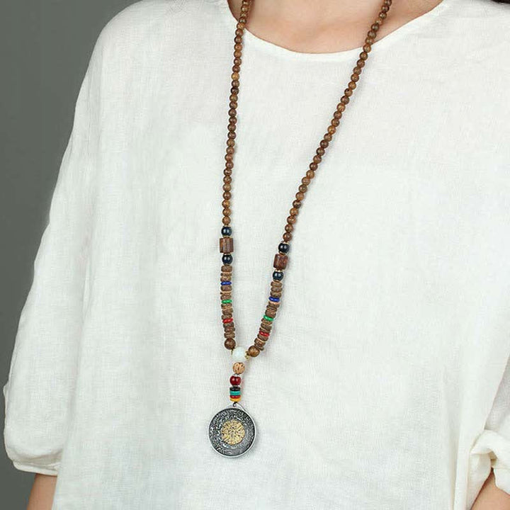 Buddha Stones, tibetische Om Mani Padme Hum Gebetsmühle, Rotation, Vajra-Holz-Halsketten-Anhänger - image 22