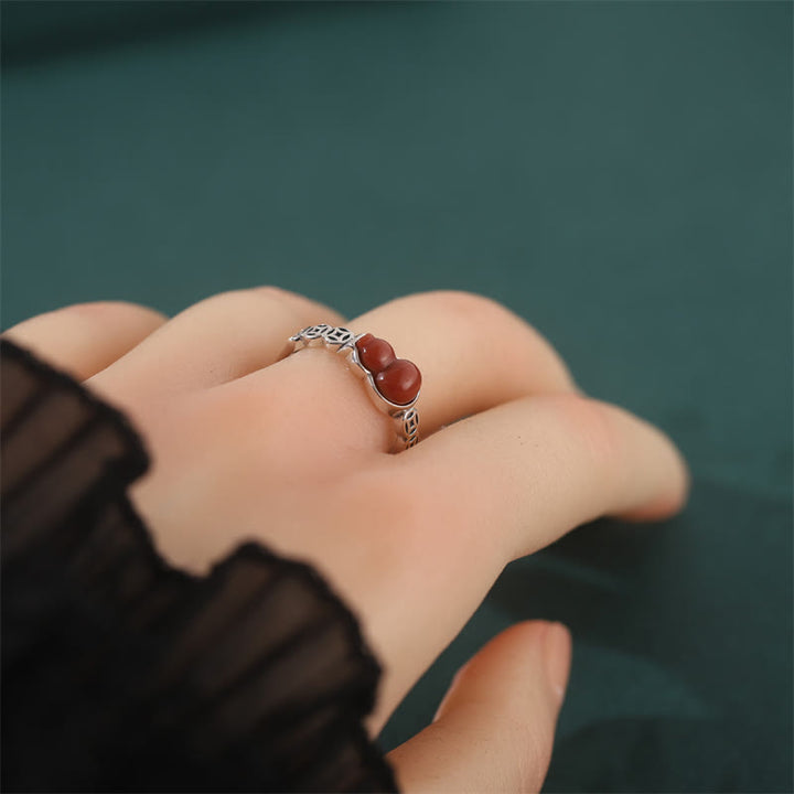 Buddha Stones 925 Sterling Silber Roter Achat Kürbis Kupfer Münze Selbstakzeptanzring - image 3