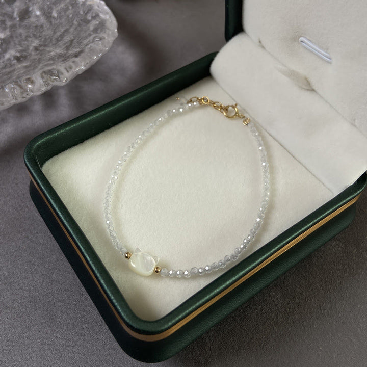 Buddha Stones 14K vergoldetes schwarzes Spinell- Weiß Kristall-Heilarmband mit süßer Katze aus Tridacna-Stein - image 13