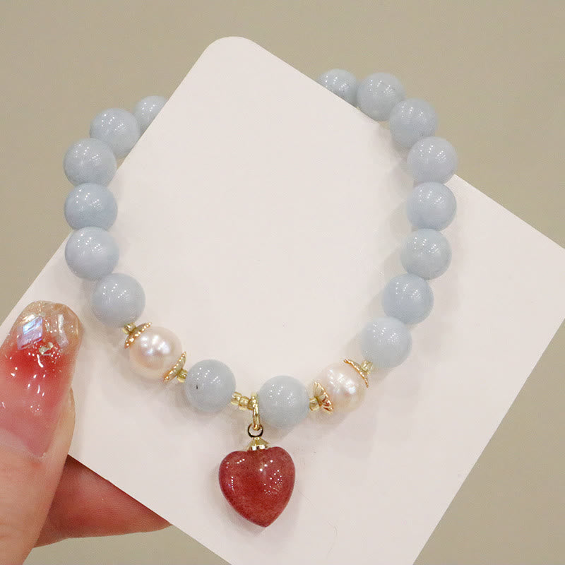 Buddha Stones Natürliches Aquamarin-Chalcedon-Charm-Armband „Serenity Rabbit Gourd Cat“. - image 10