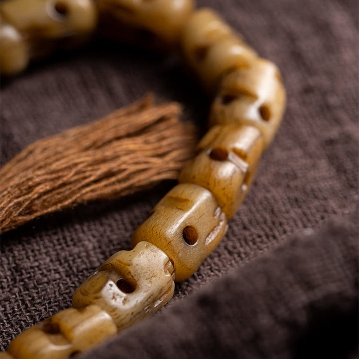 Armband aus tibetischem Yakknochen mit Buddha-Steinen, „Der Herr des Leichenwaldes“, um böse Geister fernzuhalten