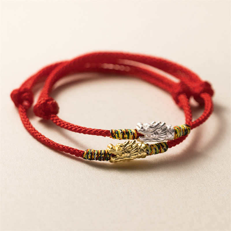 Armband aus 925er-Sterlingsilber mit Buddha Stonesn, Jahr des Drachen, Glücksstärke, rotes Seil - image 0