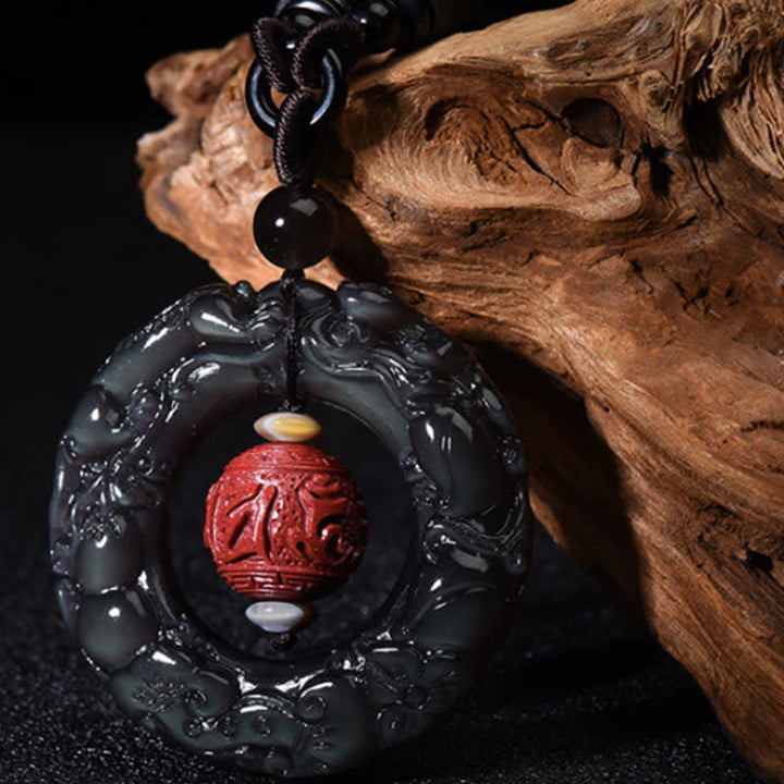 FengShui natürlicher Regenbogen-Obsidian PiXiu-Zinnober-Heilungshalskettenanhänger - Regenbogen-Obsidian (Liebe ♥ Positive Transformation) - image 1