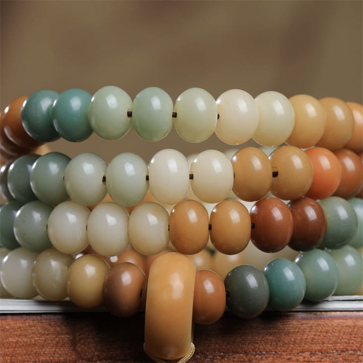Buddha Stones, 108 Mala-Perlen, Farbverlauf, Bodhi-Samen-Buddha, handgraviertes Friedensarmband - image 3