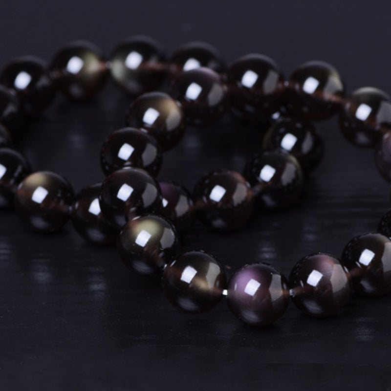 Positives Armband aus natürlichem Regenbogen-Obsidian von Buddha Stones