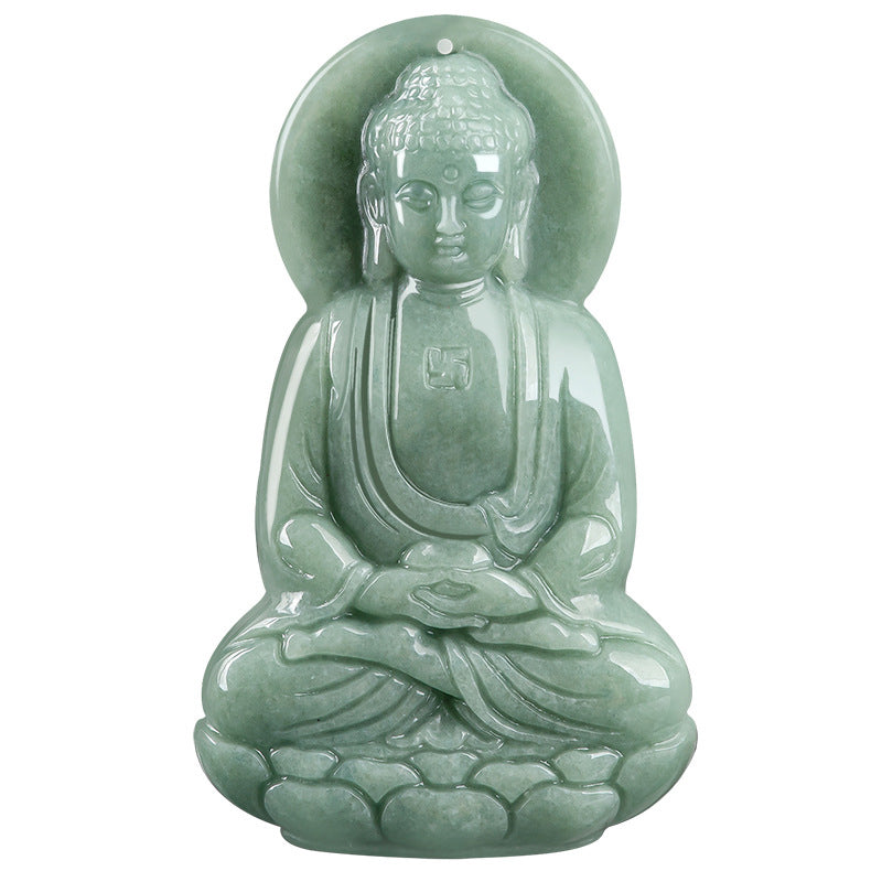 Buddha Stones Amitabha Buddha Jade Amulett Mitgefühl String Halskette