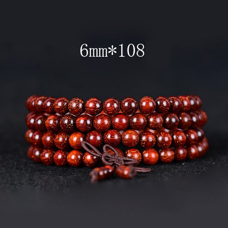 Buddha Stones Tibetisches kleines Blatt-Balance-Armband aus rotem Sandelholz