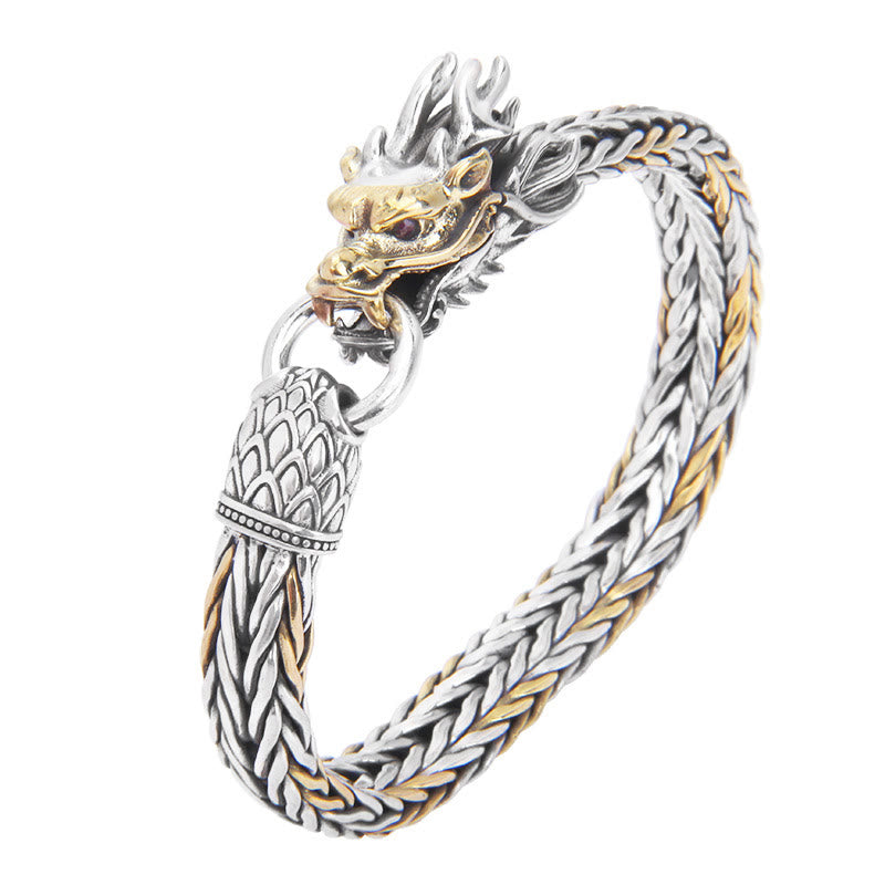 Armband aus 925er-Sterlingsilber mit Buddha Stonesn, Jahr des Drachen, verheißungsvoller Drache, Schutz aus Metall mit geflochtenem Design - image 6