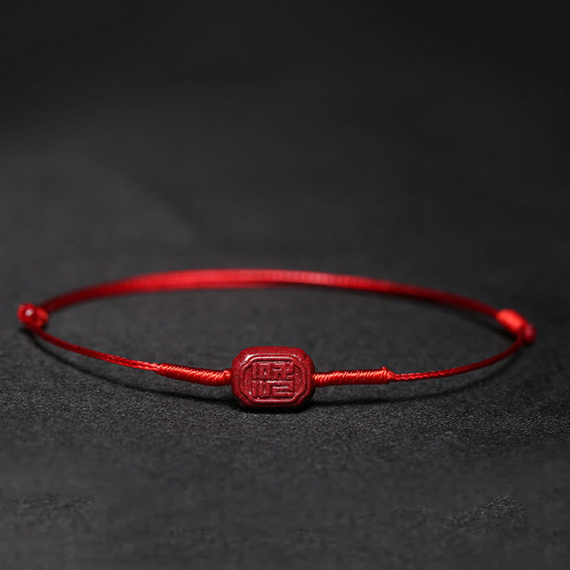 Handgefertigtes Pflaumenblüten-Vierblättriges Kleeblatt PiXiu Lotus Koi Fisch Cinnabar Blessing Braid Armband