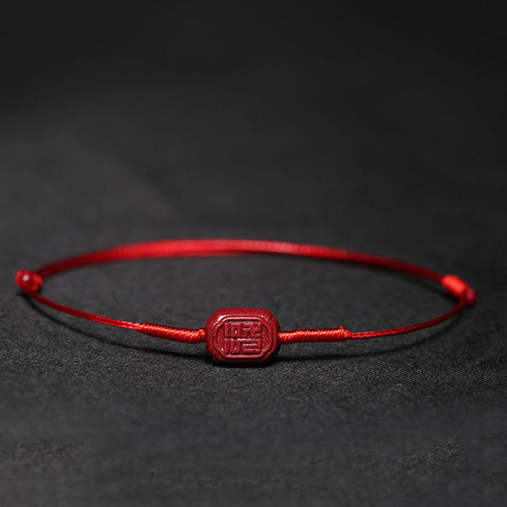 Handgefertigtes Pflaumenblüten-Vierblättriges Kleeblatt PiXiu Lotus Koi Fisch Cinnabar Blessing Braid Armband