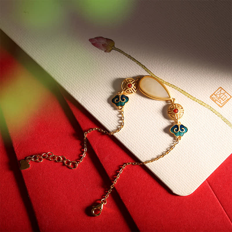 925 Sterling Silber Hetian Weiß Jade Wassertropfen Kette Halskette Anhänger Armband - image 9