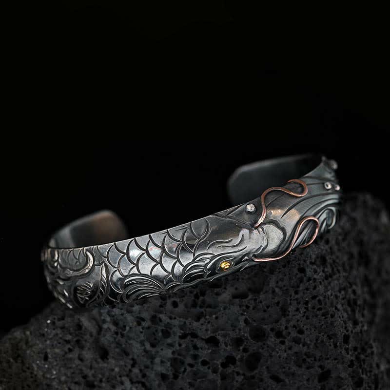 999 Sterling Silber 990 Gold Koi Fisch Glück Reichtum Erfolg Armband Armreif - Koi-Karpfen (Glück ♥ Wohlstand) - image 0