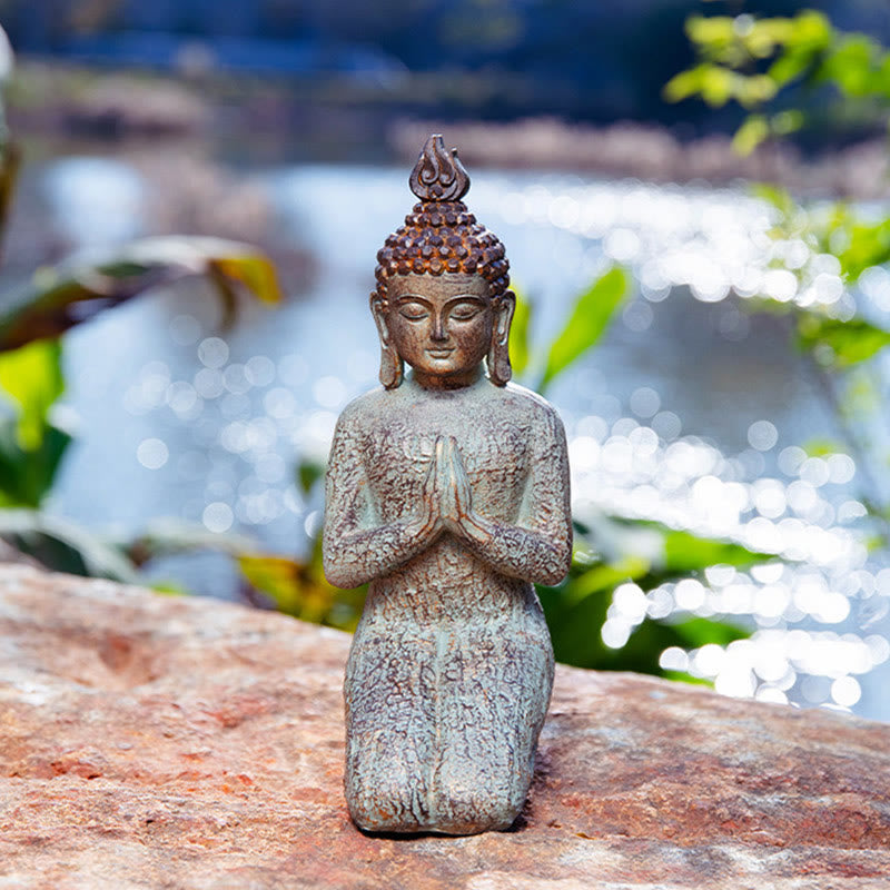 Meditierender Zen-Buddha-Gelassenheitsharz-Statuenfigur, Heimdekoration - Kniender Buddha 13*11*28 cm - image 12