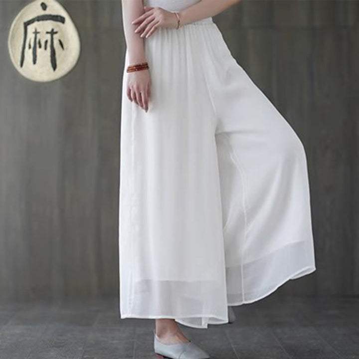 Midikleid im Hanfu-Stil mit Buddha-Steinen, Hose mit weitem Bein, Meditation, Zen-Praxis, Yoga, Tanzkleidung