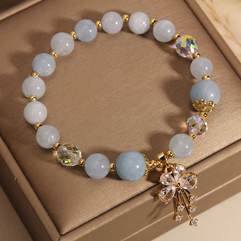 Buddha Stones Aquamarin-Rosa-Kristall-Heilzirkon-Schmetterlings-Charm-Armband - image 2