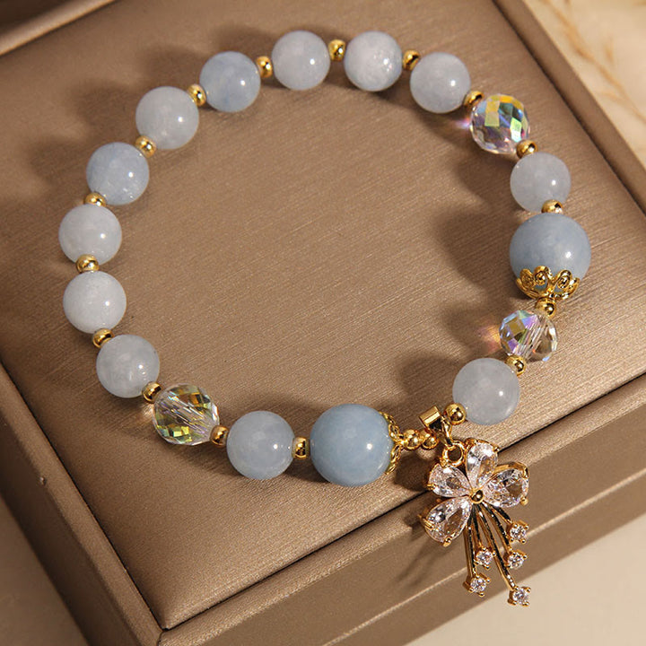 Buddha Stones Aquamarin-Rosa-Kristall-Heilzirkon-Schmetterlings-Charm-Armband - image 2