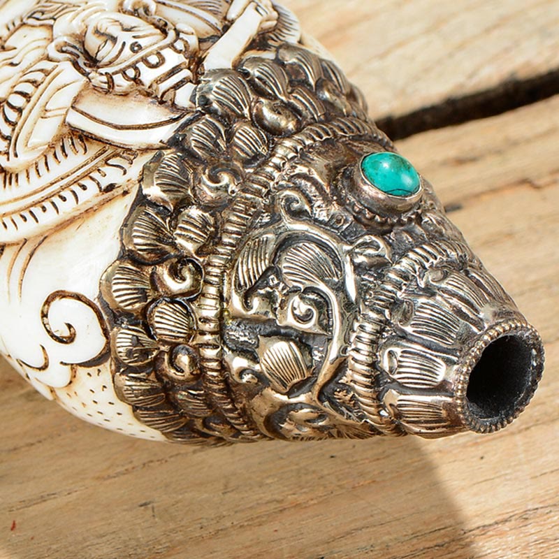 Tibetische handgefertigte gravierte Shankha-Buddha-Muschelmuschel, Reichtum, positive Dekoration - image 6