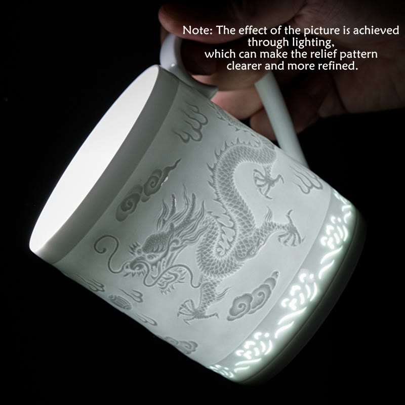 Buddha Stones Jingdezhen Linglong Porzellan Auspicious Dragon Phoenix Boat Smooth Sailing Keramik Teetasse Büro Teetassen 420 ml - image 1