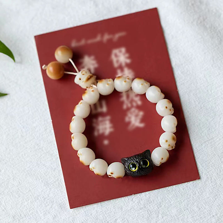 Buddha Stones Natürliches Bodhi-Samen-Armband aus rotem Sandelholz, schöne Pfote, glückliche Katze, Friedensarmband - image 11