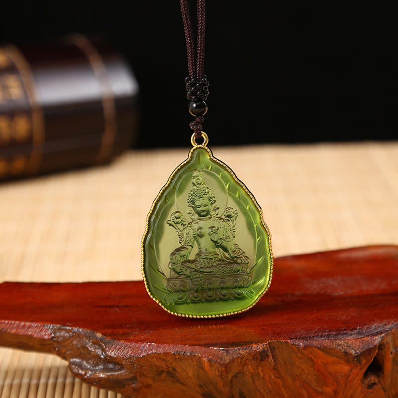 Tibetischer Buddha-Liuli-Kristall-Halskettenanhänger - Grüner Buddha - image 8