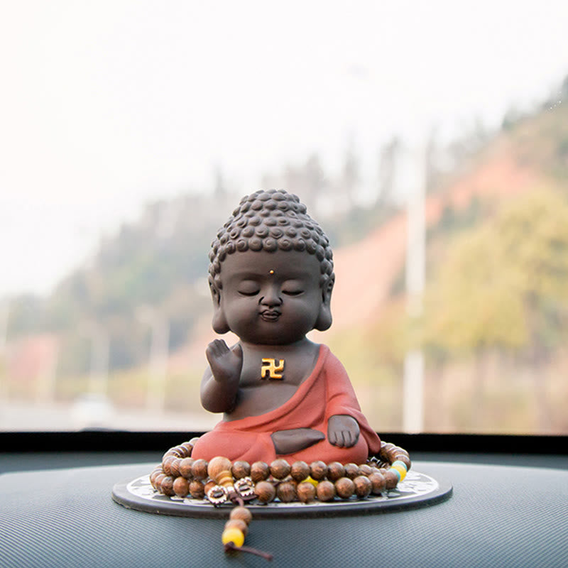 Buddha Stones, kleine Buddha-Gelassenheit, lila Ton, Heim-Schreibtisch-Dekoration