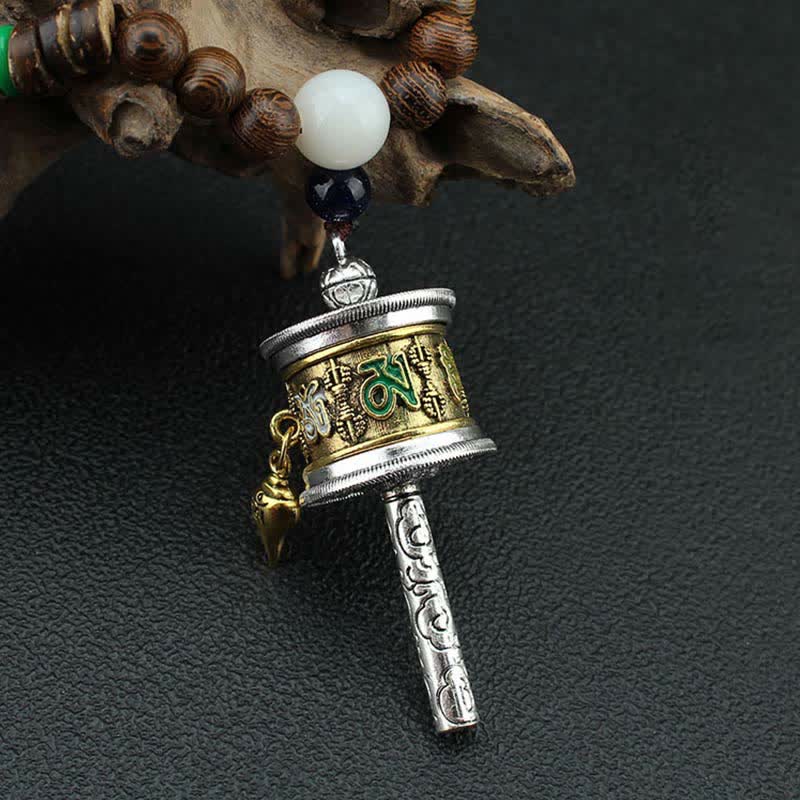 Buddha Stones, tibetische Om Mani Padme Hum Gebetsmühle, Rotation, Vajra-Holz-Halsketten-Anhänger - image 8