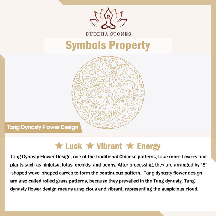 Buddha-Steine, Tang-Dynastie, Blumen-Design, Kupfer, Glück, verstellbarer Ring