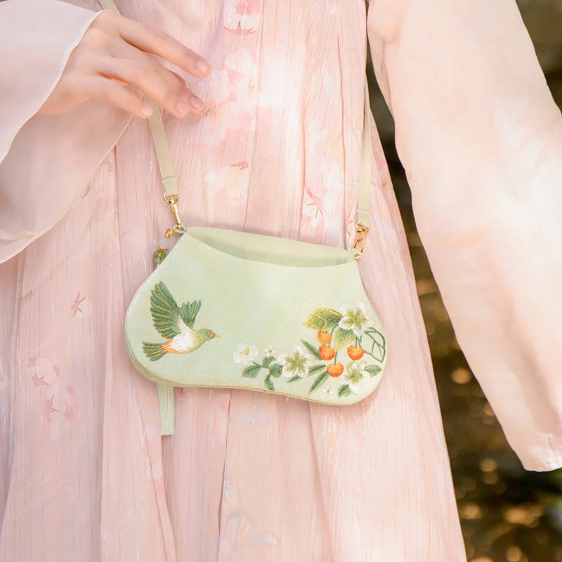 Buddha Stones Luck Stickerei Lotus Koi Fisch Kaninchen Blume Hanfu Tasche Umhängetasche Umhängetasche - Koi-Fische, Blumen und Vögel - image 30