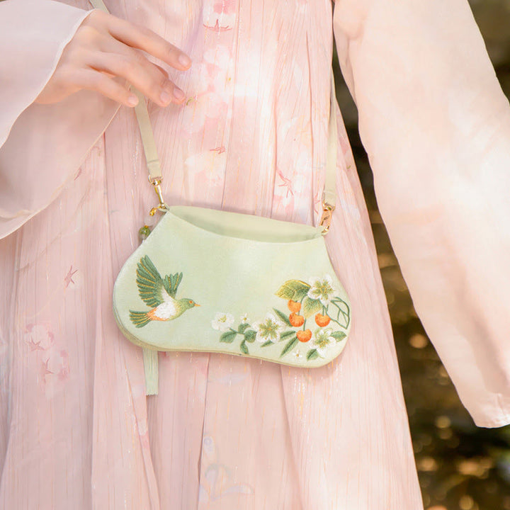 Buddha Stones Luck Stickerei Lotus Koi Fisch Kaninchen Blume Hanfu Tasche Umhängetasche Umhängetasche - Koi-Fische, Blumen und Vögel - image 30