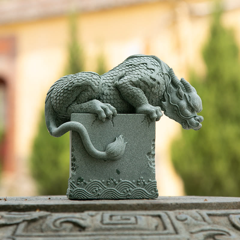 Buddha Stones, Feng Shui, stehend, sitzend, Drache, Erfolg, Glück, Heimdekoration - Sitzender Drache 16 x 16 x 9 cm - image 13