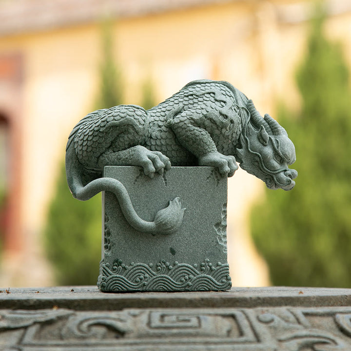 Buddha Stones, Feng Shui, stehend, sitzend, Drache, Erfolg, Glück, Heimdekoration - Sitzender Drache 16 x 16 x 9 cm - image 13