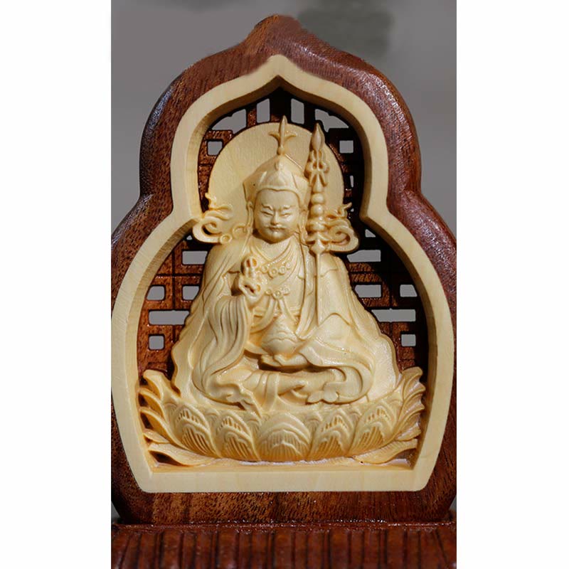 Guru Rinpoche Buddha Padmasambhavan Serenity Holz gravierte Statue Figur Dekoration - image 8
