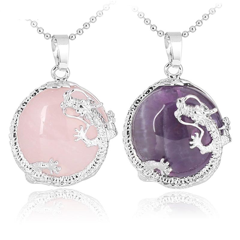 Buddha Stones, chinesischer Drache, natürlicher Quarzkristall, heilende Energie, Halsketten-Anhänger - image 1