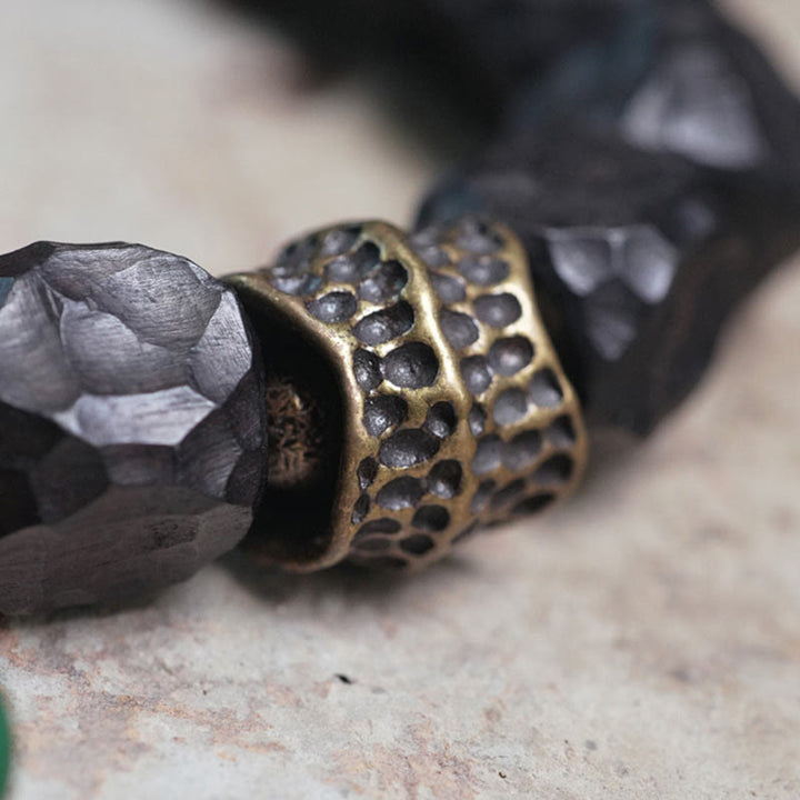 Buddha Stones Armband aus tibetischem Ebenholz und Kupfer mit Friedensquaste - image 8