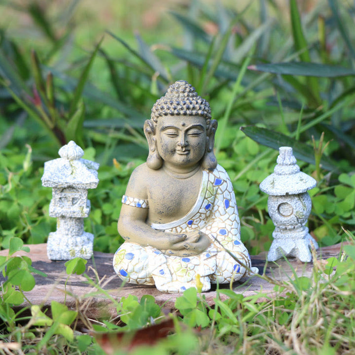 Meditierender Zen-Buddha-Gelassenheitsharz-Statuenfigur, Heimdekoration - Kleiner sitzender Buddha, 8,5 x 6 x 5,5 cm - image 5