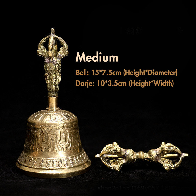 Buddha Stones Tibetische Meditationsglocke und Vajra Dorje Kupfer-Dekorationsset - Gold - Medium - image 14