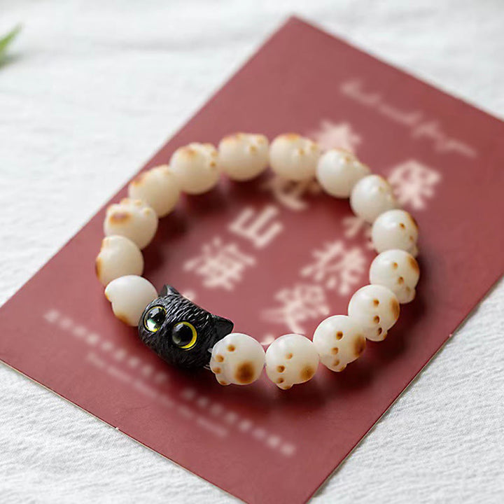 Buddha Stones Natürliches Bodhi-Samen-Armband aus rotem Sandelholz, schöne Pfote, glückliche Katze, Friedensarmband - image 4