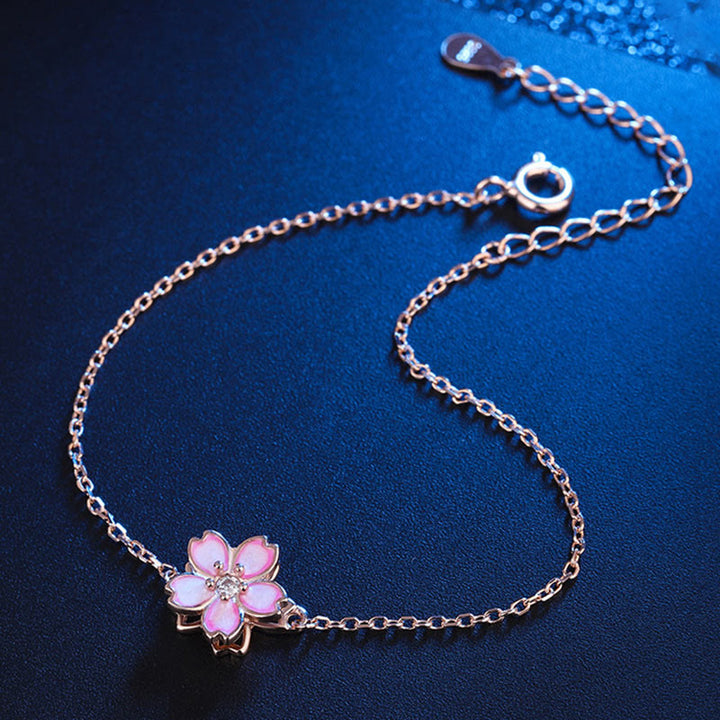 Buddha Stones 925 Sterling Silber Kirschblüten-Segen-Kettenarmband, drehbarer Ring - image 7