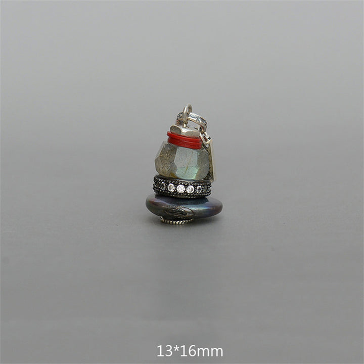 Buddha Stones Zen Cairn Labradorit Verschiedene Kristalle Calm Anhänger Halskette - Labradorit Anhänger 13*16mm - image 22