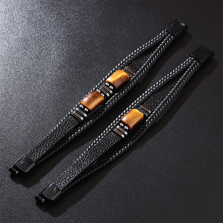 Buddha Stones Tiger Eye Power Magnetschnalle Mehrschichtiges Lederarmband - image 8