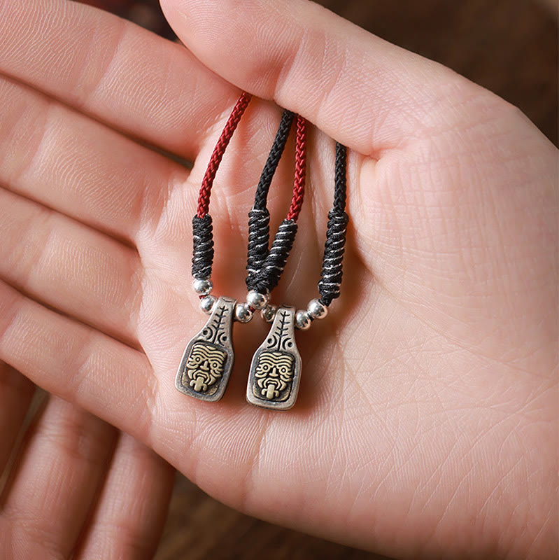 Buddha Stones Tibetischer 925er Sterlingsilber-Halskettenanhänger Zakiram, Göttin des Reichtums, Schutzseil - image 10