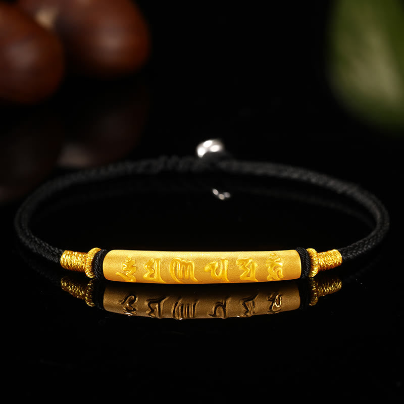 Buddha Stones, tibetisches 999-Gold, Om Mani Padme Hum, handgefertigt, achtfädig, Friedensknoten, Glück, geflochtenes Paar-Armband