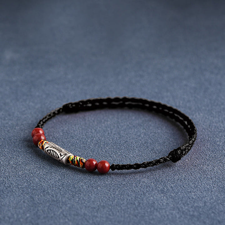 Buddha Stones Handgefertigtes geflochtenes Armband/Fußkettchen aus 925er Sterlingsilber mit Koi-Fisch- und Zinnoberperlen - image 18