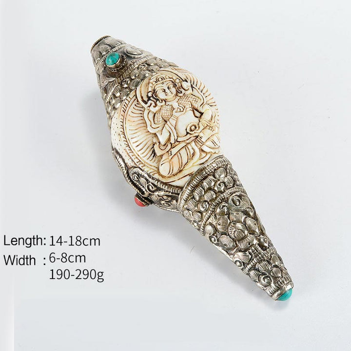 Tibetische handgefertigte gravierte Shankha-Buddha-Muschelmuschel, Reichtum, positive Dekoration - Vajrasattva - image 11