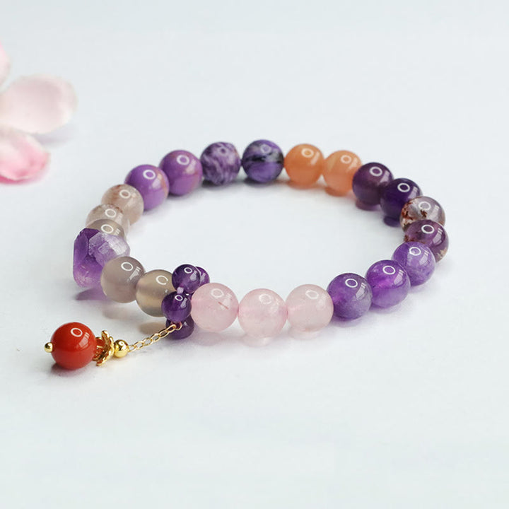 Buddha Stones Natürlicher Amethyst Kristall Innerer Frieden Heilung Perlen Charm Armband